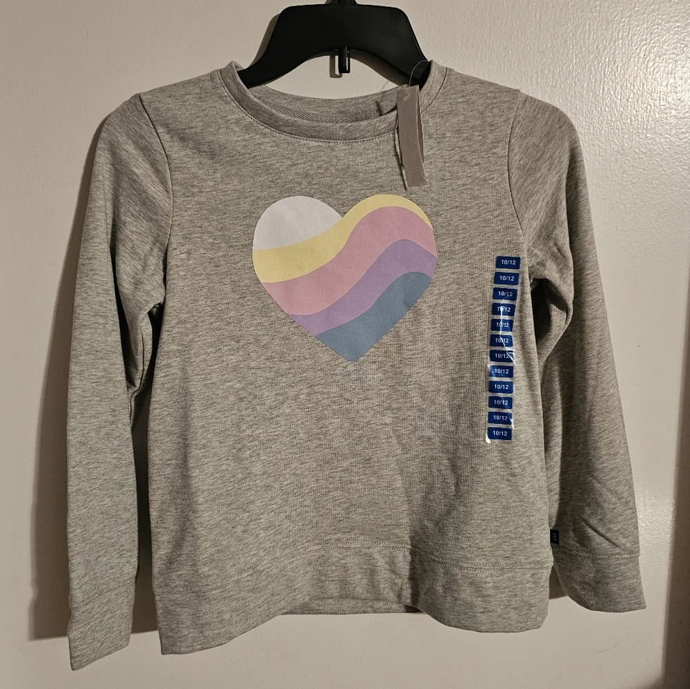 Gap Girls M or L Rainbow Heart Sweatshirt